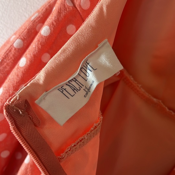 Peach Love California Modcloth Peach Pink & White Dot Sundress with Bow small - Picture 6 of 8